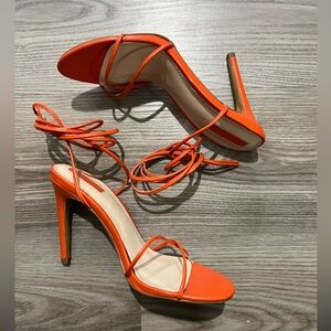 Lace up Orange Heels